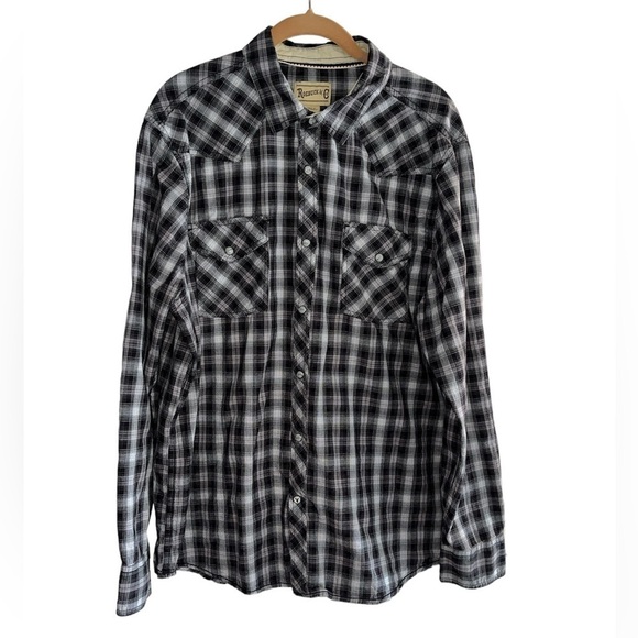 Roebuck & Co vintage Plaid Western Pearl Snap Shirt - Picture 1 of 6